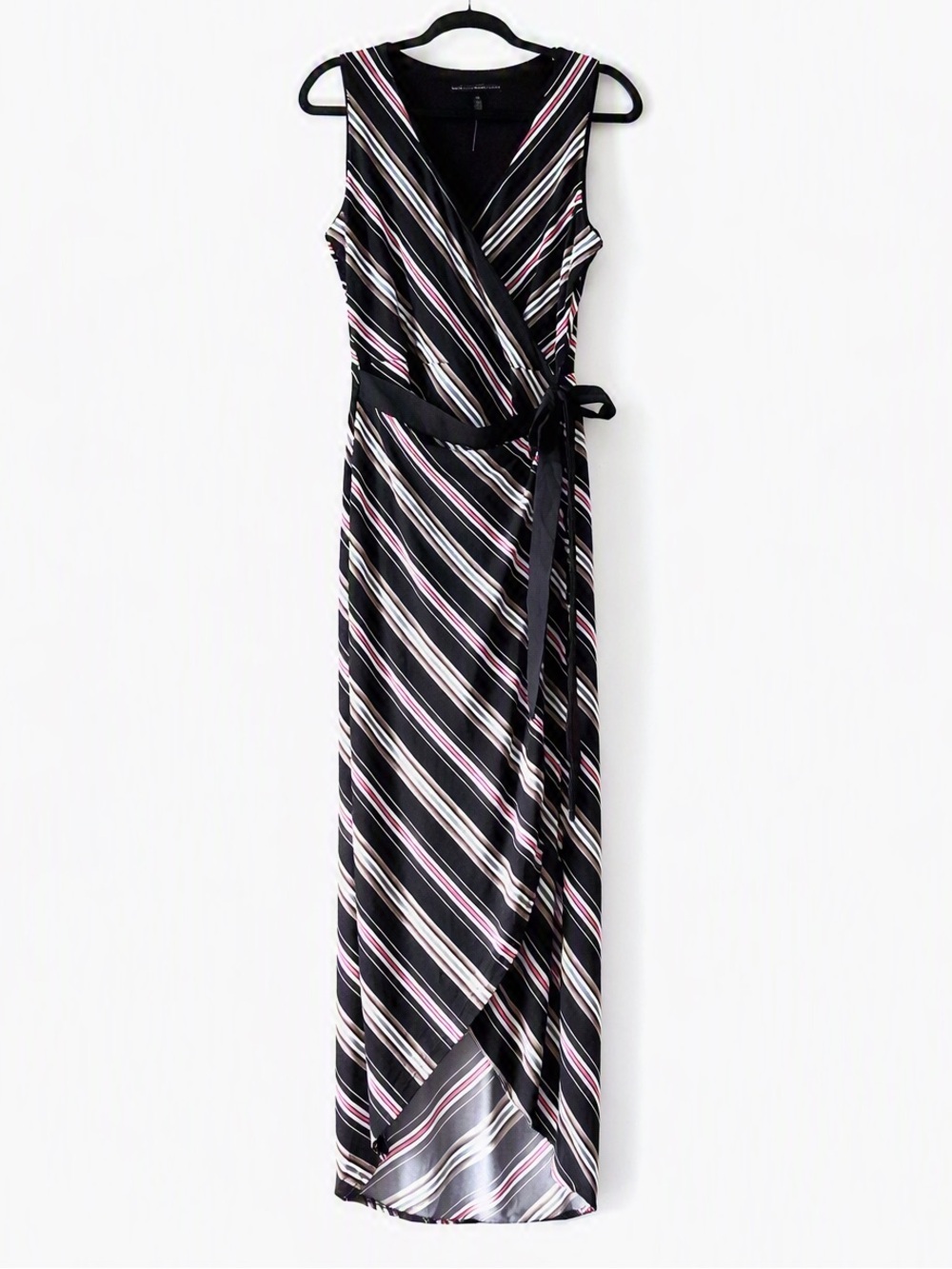 NWT WHITE HOUSE BLACK MARKET Stripes Wrap Sandal Maxi Dress Size XS